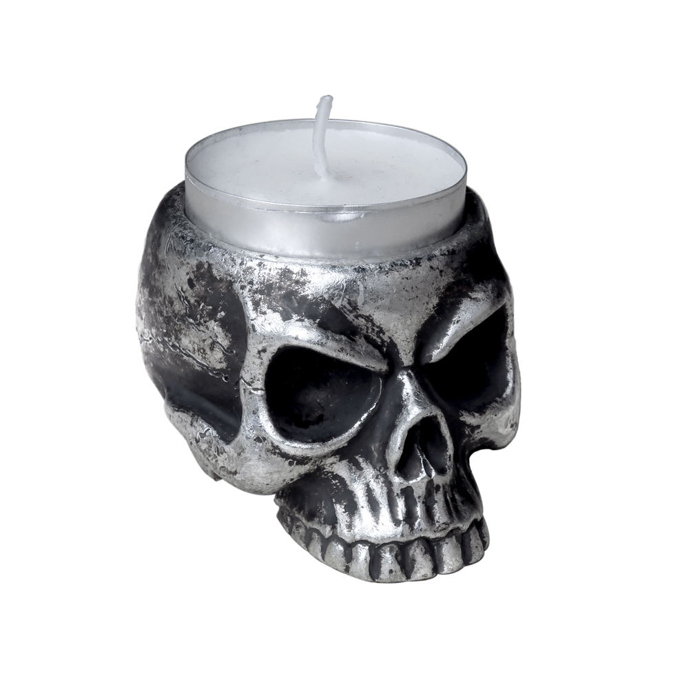 Alchemy - SKULL Teelichthalter - Silberfarben
